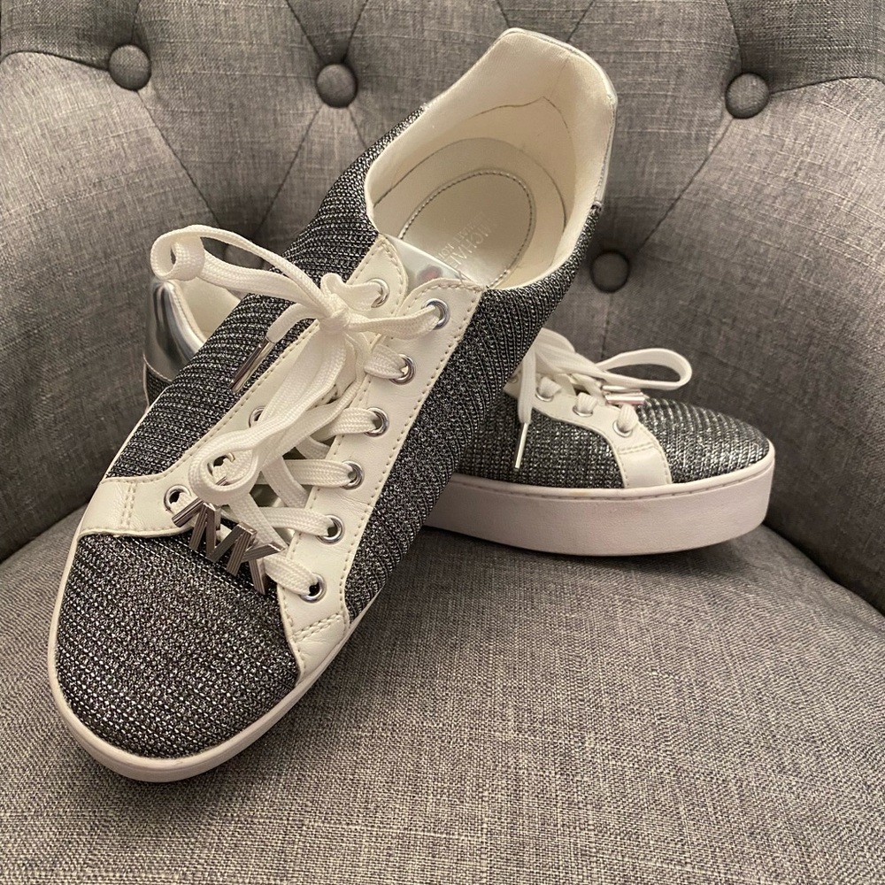 Silver metallic Michael Kors sneakers. Size 9.5.